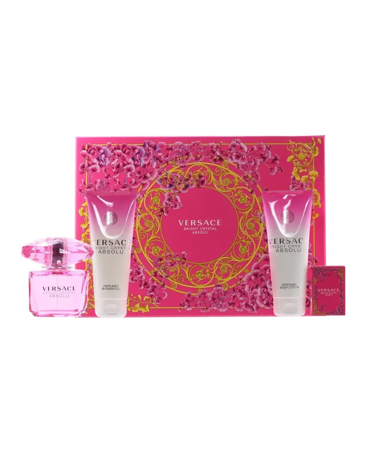 Versace Bright Crystal Absolu 4 pcs Gift Set for Women Eau de Parfum (EDP) Spray 3 oz (90 ml) 8011003873371